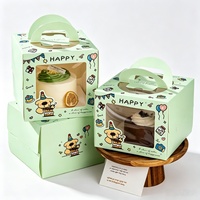 Emballage cadeau pour les fêtes, emballage pour desserts, boîte à pâtisserie, boîte à gâteau d'anniversaire avec impression de logo personnalisé, fenêtre transparente en PET, poignée portable