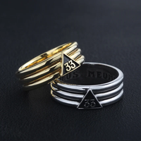 Dernier modèle Bague maçonnique en or 33e Bague Maçons Franc-maçon en acier inoxydable Lettre à 33 degrés Signet maçonnique Anneaux de bande