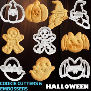 Emporte-pièces d'Halloween <span class=keywords><strong>en</strong></span> plastique moulé par injection, personnalisés, lot de 5, motifs de dessins animés, moule à biscuits, tampon à fondant pour la pâtisserie de fête - Product Image 3