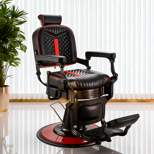 Offre Spéciale salon de <span class=keywords><strong>coiffure</strong></span> meubles robuste coiffeur chaise de rasage luxe base ronde style chaise de barbier pour hommes - Product Image 1