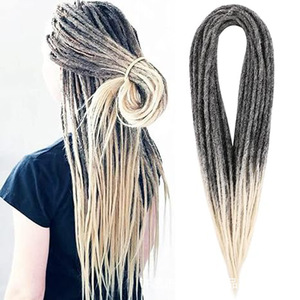 Dreadlocks synthétiques double extrémité de 24 pouces (0,6 cm) pour coiffures Rock&Roll, <span class=keywords><strong>Reggae</strong></span>, Hiphop, Goddess Locs, teintes, résistantes à la chaleur, fabriquées à la machine - Product Image 2