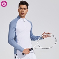 Haut de sport pour homme à col montant et fermeture éclair 1/4, personnalisable avec logo, à manches longues, séchage rapide, idéal pour le fitness et les activités de plein air