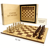 Échiquier professionnel personnalisable en bois massif de 52 cm, ensemble d'échecs en bois de qualité tournoi pour cadeaux d'entreprise et jeux de tournoi
