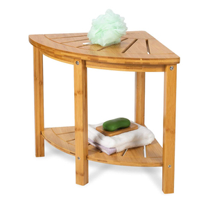 Wholesale Bamboo Corner Shower <strong>Stool</strong> <strong>with</strong> <strong>Storage</strong> Shelf Traditional Design for Entry &amp; Bedroom Use Indoor/Outdoor Foot Rest - Product Image 6