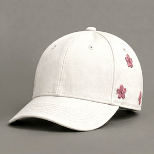 Gorra Trucker Blanca con Bordado de Flor de Cerezo, Estilo Japonés, Casual, para Exteriores - Product Image 1
