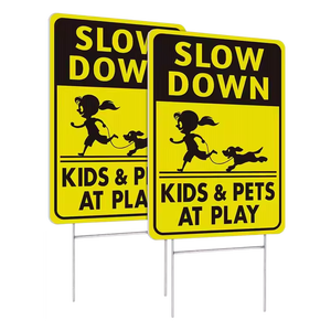 Hava koşullarına dayanıklı yavaş yansıtıcı Yard işareti üçgen desen çocuklar ve evcil hayvan Metal bahis uyarı işareti - Product Image 1