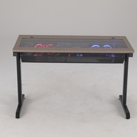 Table de bureau avec cadre en fer et éclairage LED réglable, pour ordinateur de bureau ou de jeu, avec couleurs