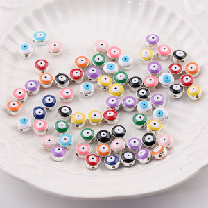 Cuentas sueltas acrílicas de ojo turco, redondas de 8mm, para fabricación de joyas, accesorios de manualidades, color aleatorio, superficie plateada - Product Image 5