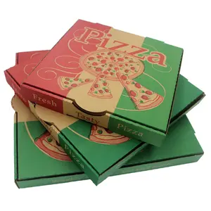 Boîte à pizza Boîte de papier biodégradable de qualité alimentaire 12 14 16 18 pouces Boîte à pizza imprimée avec logo personnalisé
