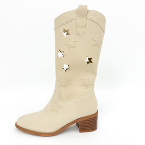 Nouvelles dames occidentales mi-mollet bout pointu bottes talons épais sans lacet pour automne hiver printemps rodéo Cowboy vêtements pour femmes - Product Image 1