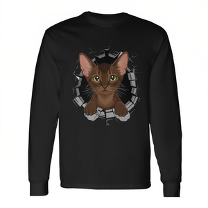 T-shirt a maniche lunghe con stampa grafica Burmese Cat, abbigliamento unisex - Product Image 2