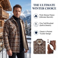 Veste à carreaux doublée polaire personnalisée pour homme, chemise thermique chaude d'hiver en tissu brossé, chemises pour homme, fournisseur en gros, extensible