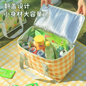 Bolsa Térmica Aislada con Diseño a Cuadros, 20L, Gran Capacidad, Portátil, para Picnic, Almacenamiento, Uso en Exteriores - Product Image 3