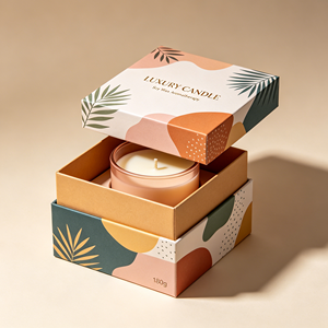 Luxury Recyclable Magnetic Closure Custom Logo Candle Gift Box Square Rigid Paperboard Packaging 180g Four-Color Printing Paper - Product Image 1