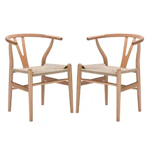 Carved Nordic Solid Wood Y Back Chair Ash Or Beech Hans Wegner Dining Room Silla French Rattan Chairs