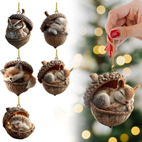 Ornements d'animaux forestiers en forme de gland, animaux de la forêt endormis et confortables, décorations rustiques pour arbre de Noël, cadeaux