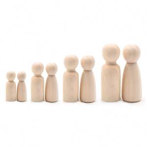 <b>Wooden</b> Man /woman <b>Peg</b> Dolls People Bodies Natural Decorative Wood Shapes Figures for Painting Diy and Craft - Product Image 1