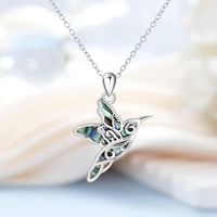 Collier pendentif colibri en argent sterling 925 avec coquille d'ormeau, bijoux oiseaux pour femmes, vente en gros d'usine