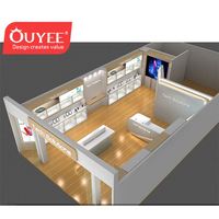 Comptoir de magasin de téléphonie mobile/électronique personnalisé OUYEE OY-MPD074, design en bois MDF, placage, métal, verre trempé, affichage 3 ans