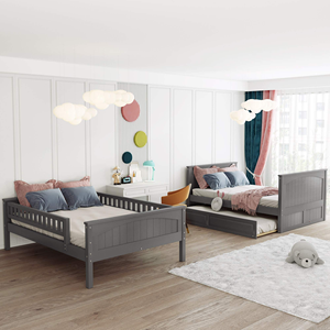 Muebles Modernos para el Hogar, Literas de Madera para Dormitorio, Muebles con Estructura de Litera Completa sobre Completa con Cama Nido Individual - Product Image 2