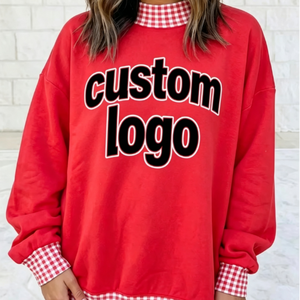<span class=keywords><strong>Felpa</strong></span> con Collo Alto Personalizzabile per il Giorno della Partita, Stile Gingham per Squadre Scolastiche, Patrioti o Qualsiasi Mascotte di Squadra - Product Image 2