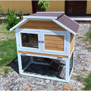 Casa para Mascotas de Madera Ecológica SDR032, Jaula para Conejos con Corral para Todas las Estaciones, Uso en Exteriores - Product Image 6