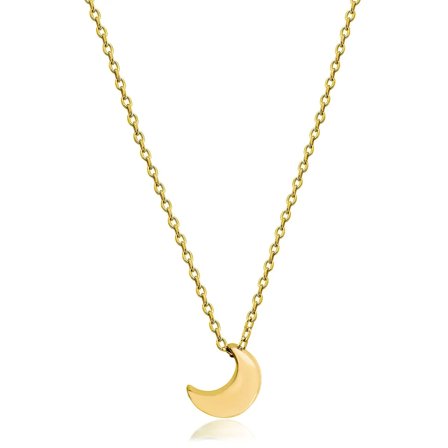 Custom 14K 18K Gold Plated Long Chain Electroplated Pearl Moon Pendant Gold Necklace Designs Women