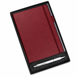 Aurelux Premium Maroon PU Velvet Case Bound <b>Diary</b> Elastic Lock Silver Pen Gift Set for Professional Corporate Gifting Journaling - Product Image 3