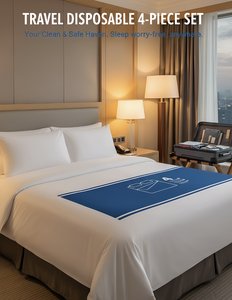 Draps de lit jetables (drap, housse de couette, taie d'oreiller) anti-acariens 200TC, toutes saisons, essentiels <span class=keywords><strong>pour</strong></span> les voyages et l'hôtellerie, portables - Product Image 3