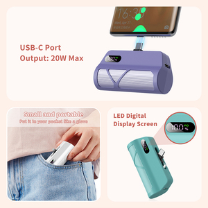 2025 Mini Capsule Phong Cách Ngân Hàng Điện 5000MAh USB C 20W Nhanh Chóng Sạc <span class=keywords><strong>LCD</strong></span> Hiển Thị Li-Polymer Pin Điện Trạm Phổ Cắm - Product Image 2