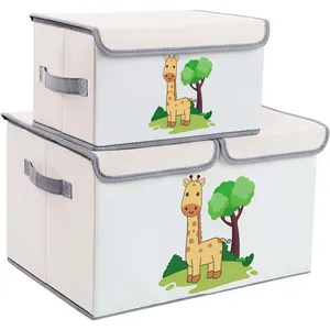 Large Capacity Foldable Fabric Toy Organizer Cube Kids Toys Storage Box Set Of 2