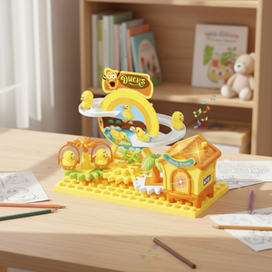 Parcours de glisse pour canards, blocs de construction, paradis de construction, ABS, 20 pièces, jouet de construction électrique avec engrenages, lumière et musique, jouet éducatif STEM pour enfants - Product Image 3