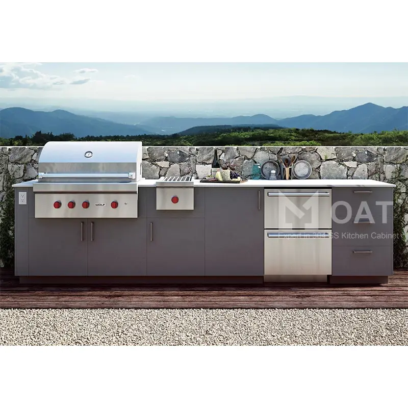 2024 nuovo Design cucina esterna in acciaio inox armadio da cucina all'aperto armadi da cucina barbecue