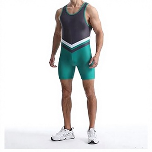 Men's Fitted Wrestling Singlet Color <b>Black</b> One-Piece Spandex Polyester Stretch Athletic Bodysuit for Adults - Product Image 3