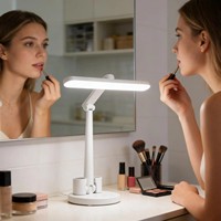 Lampe de chevet moderne à commande tactile, pliable, lampe de bureau de nuit, 3 modes de couleur avec porte-stylo pour dortoir, bureau, chambre à coucher