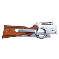 Lame en acier inoxydable tranchante rasoir Mini lumière LED manche en bois doublure de sécurité serrure pince de poche couteau en forme de fusil pour le Camping