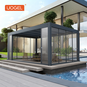 UOGEL C7 Op maat gemaakte luxe aluminium buitenmotorische gazebos <span class=keywords><strong>pergola</strong></span> waterdichte moderne overkapping met afstandsbediening en handmatige bediening poedercoating - Product Image 1