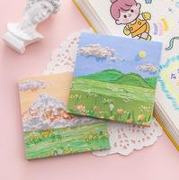 Bloc de Notas Adhesivas con Diseño de Pintura al Óleo de Paisaje de la Serie High Beauty Day, Prácticas y Creativas para Estudiantes