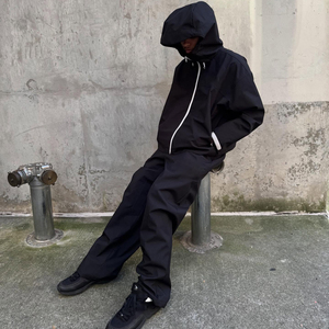 Custom Zipper <strong>Nylon</strong> <strong>Jogger</strong> Baggy Running Soft Shell Track Suit Jacket and <strong>Jogger</strong> Pant Set Waterproof Windbreaker Tracksuits Men - Product Image 5