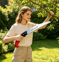 Cisaille manuelle de jardin à dents triangulaires, lame incurvée en acier spécial SK5 de 27 cm, manche en plastique, outil de jardinage à économie d'énergie et de temps