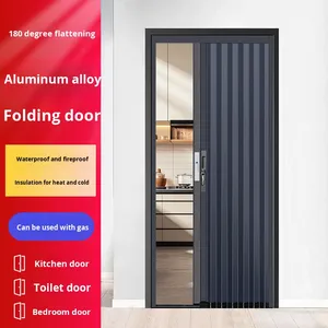 <span class=keywords><strong>Puerta</strong></span> <span class=keywords><strong>Corredera</strong></span> <span class=keywords><strong>Lateral</strong></span> de Vidrio y Aleación de Aluminio Moderna, Resistente al Fuego, Diseño Plegable e Impermeable para División Interior de Sala de Estar - Product Image 5