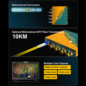 Convertisseur de diffusion AVMATRIX SC2020 12G-SDI vers 4K HDMI bidirectionnel avec traitement des signaux multi-entrées et sorties, répartiteur et prolongateur de fibre optique - Product Image 2