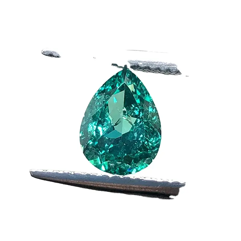 7x9mm 2carat Lab-created Green sapphire loose stone Corundum with visible inclusion pear shape natural cut