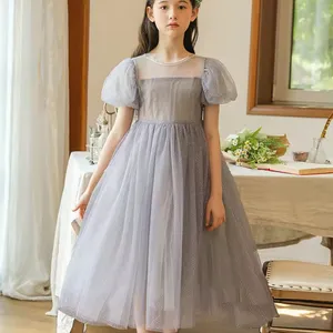 שמלת קיץ לבנות חדשה 2024 בסגנון קוריאני בסגנון מערבי קשת מנוקדת שמלת נסיכות לילדים