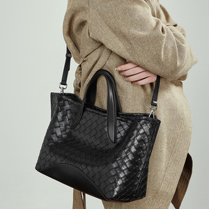 Новые женские сумки-тоут из натуральной кожи с плетеным узором, модные наплечные сумки оптом, большие женские сумки из воловьей кожи ручной работы - Product Image 3