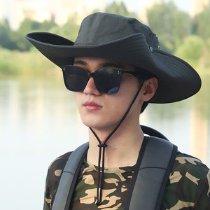 Fisherman <b>Hat</b> <b>Men</b> <b>Summer</b> Outdoor Sun Protection Breathable Bucket <b>Hat</b> Navy Blue Hiking Fishing Cap Adult - Product Image 3