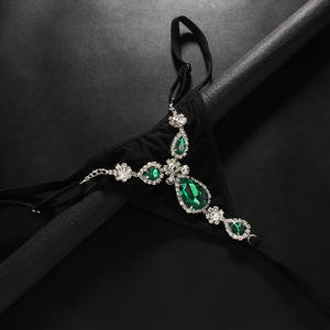 <span class=keywords><strong>Perizoma</strong></span> con Catena di Strass a Forma di Cuore, Sexy Gioiello per il Corpo, <span class=keywords><strong>Micro</strong></span> <span class=keywords><strong>Perizoma</strong></span> Verde Brillante per Donne - Product Image 2