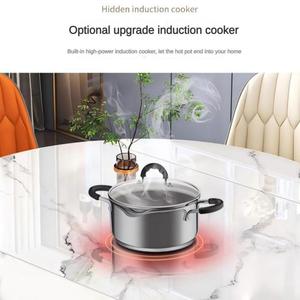 Hot Sale Modern High End Smart Convertible Rectangular to Round <b>Extendable</b> Large Stone <b>Dining</b> <b>Table</b> for Hotel Use JCJJ-818# Ston - Product Image 5