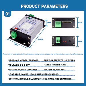 Adressierbare Programmierung SPI T1-2000S-BT wasserdichte SD-Karte 5V/12V/24V LED-Vollfarb steuerung für LED-Streifen - Product Image 5