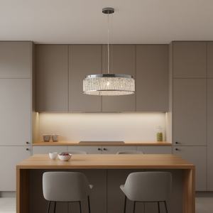 Lustre moderne en cristal de 19 pouces, en aluminium et fer, à montage encastré pour cuisine, chambre, couloir, îlot - Product Image 2